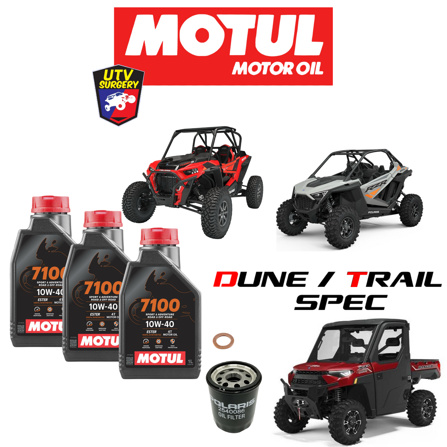 MOTUL Oil Change Kits, Polaris RZR Pro XP, XP Turbo/S/R & Ranger XP 1000
