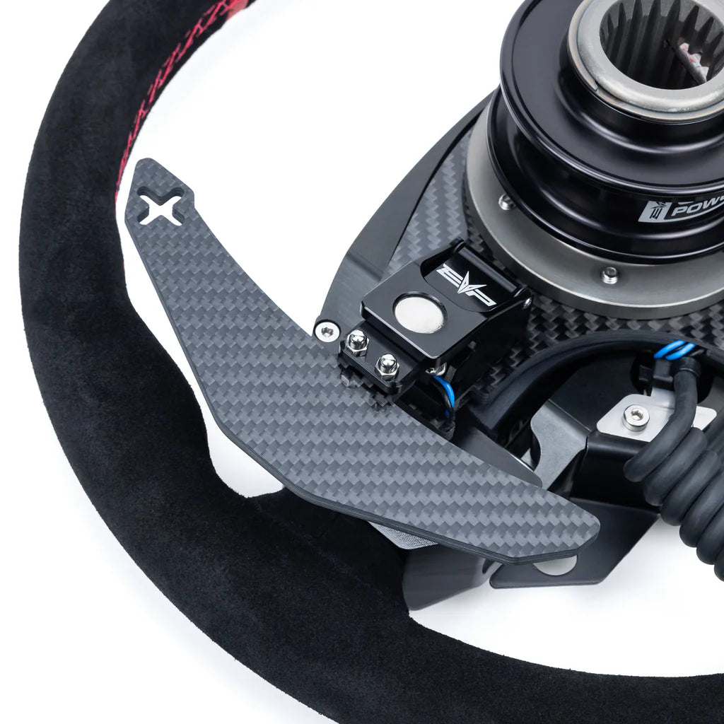 Steering Wheel with Carbon Fiber Paddles and Quick-Release Hub Adapter Kits for Can-Am Maverick R