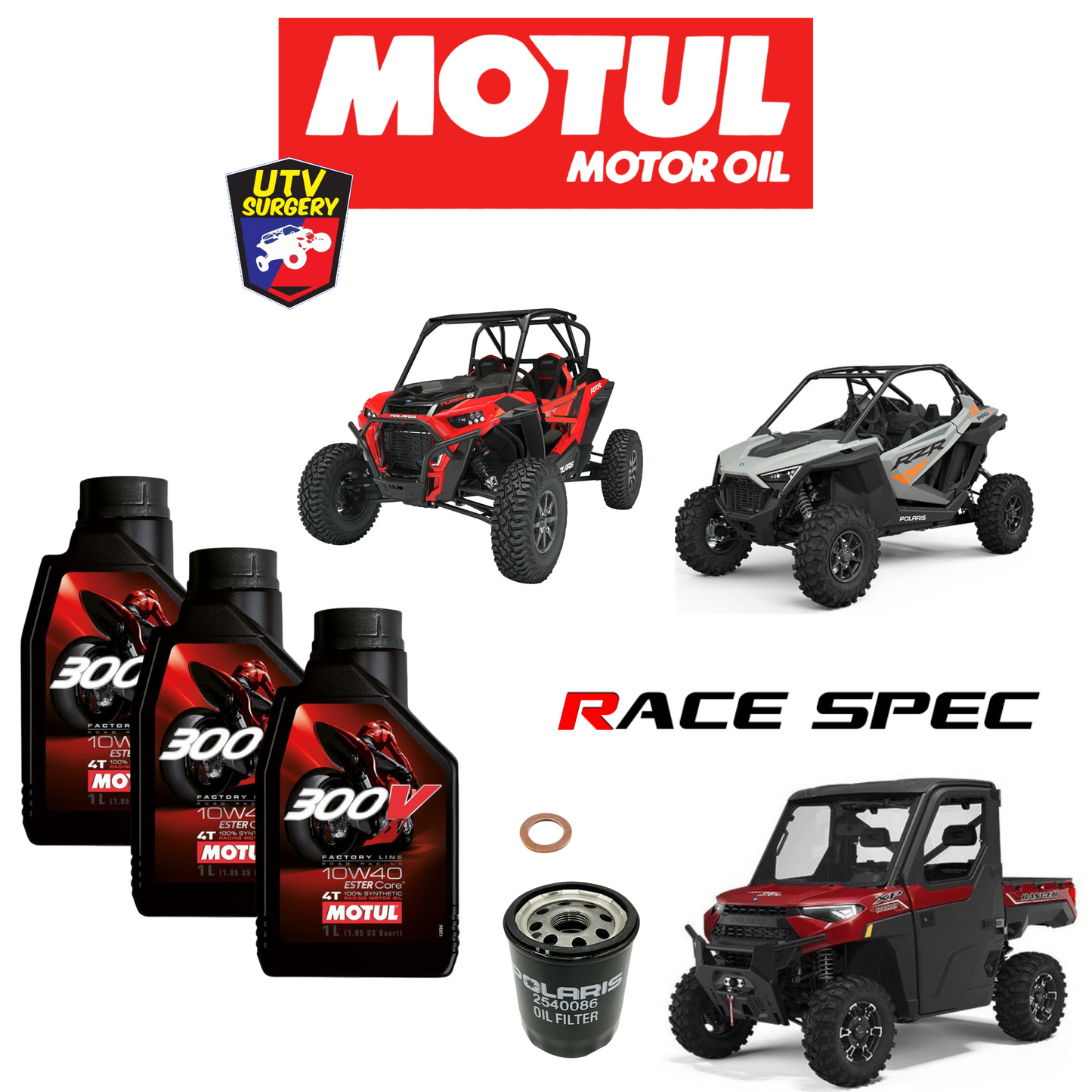 MOTUL Oil Change Kits, Polaris RZR Pro XP, XP Turbo/S/R & Ranger XP 1000