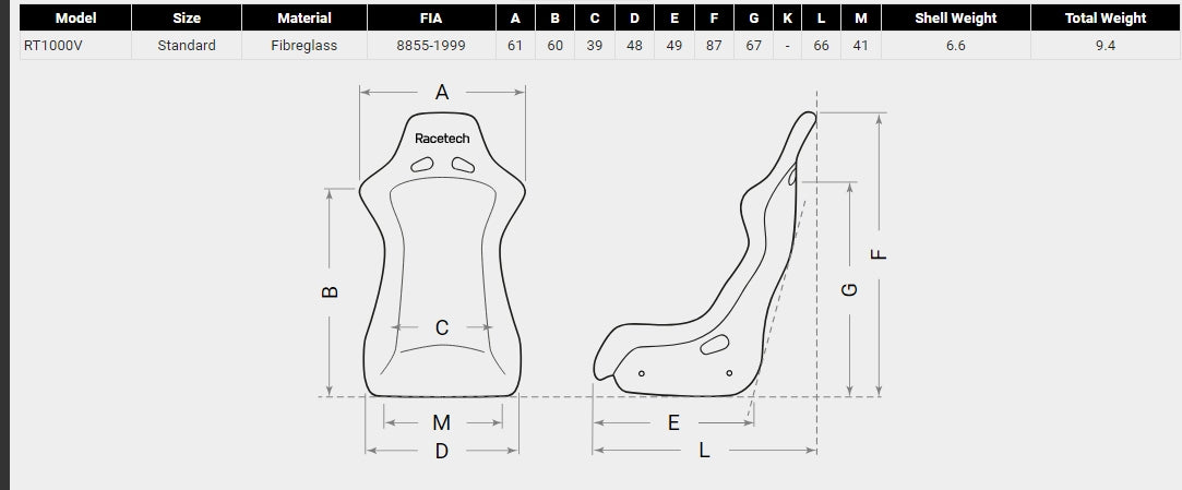 RT1000 Vinyl Racing Seat