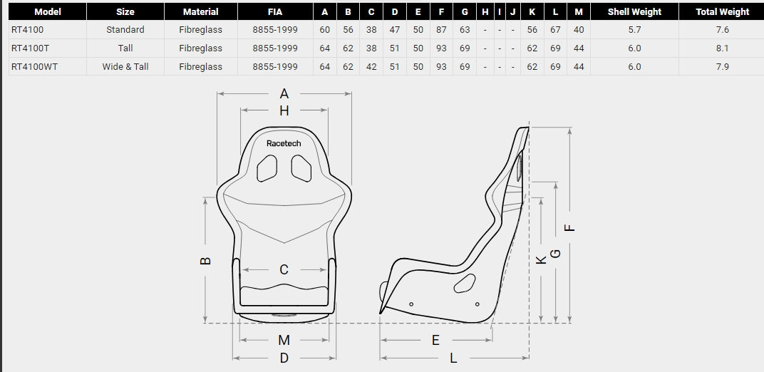 RT4100 Racing Seat