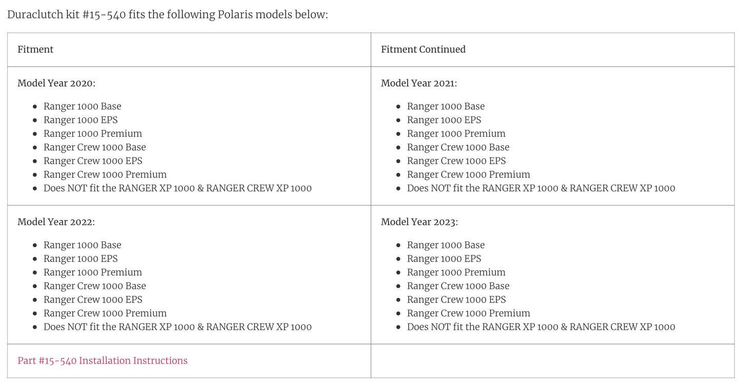 Duraclutch Kit #15-540